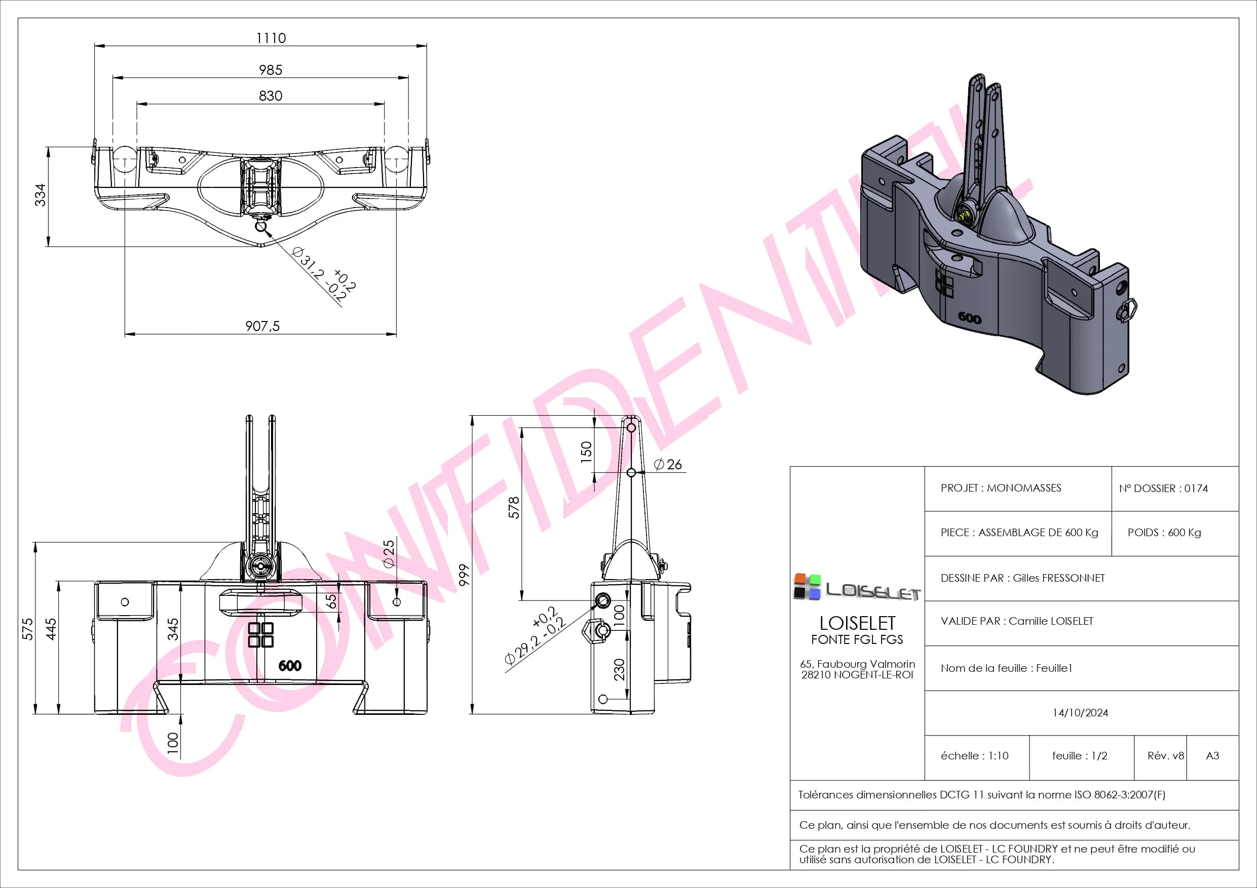 Assembly plan - 600 kg
