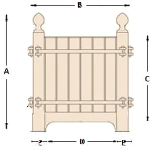 Orange tree planter dimensions diagram