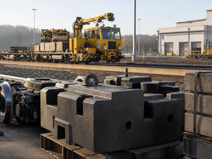 Railway construction and cast iron counterweights