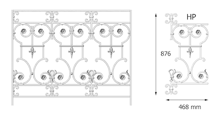 Balustrade, ornate cast iron railing