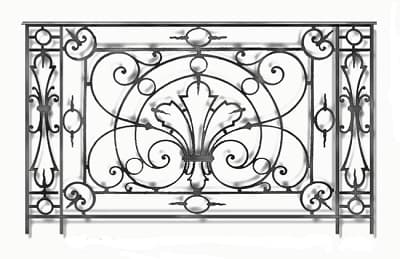 Balustrade, ornate cast iron railing