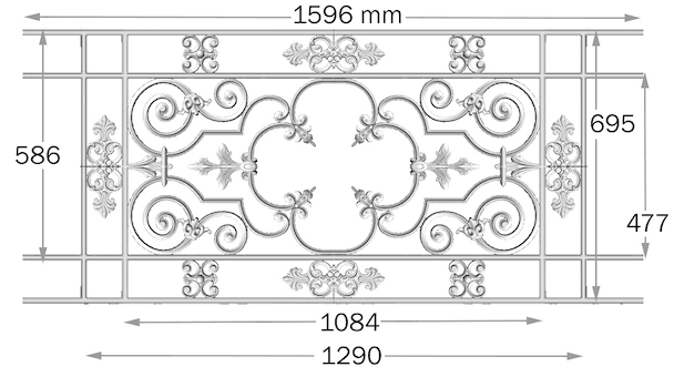 Balustrade, ornate cast iron railing - Thumbnail 2