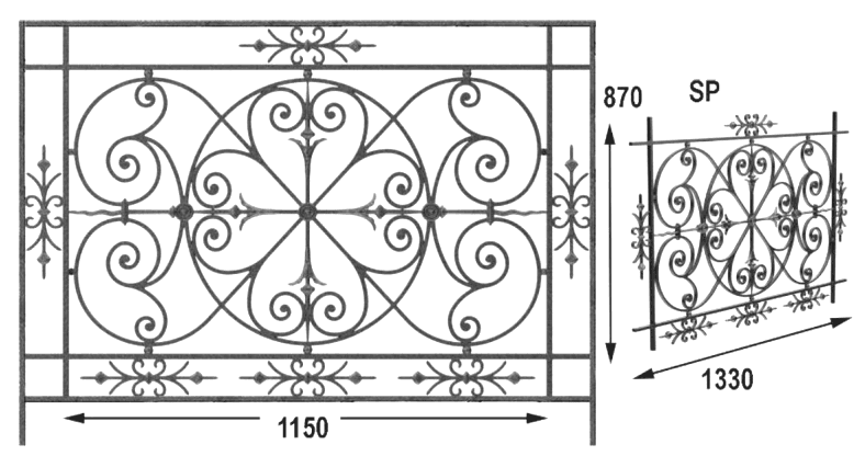 Balustrade, ornate cast iron railing