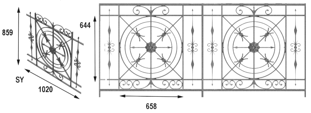 Balustrade, ornate cast iron railing