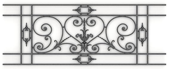 Balcony grille, cast iron guardrail — ref NW