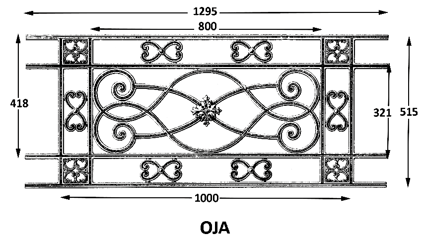 Window support bar, cast iron guardrail — ref OJA