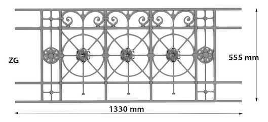 Balcony grille, cast iron guardrail — ref ZG