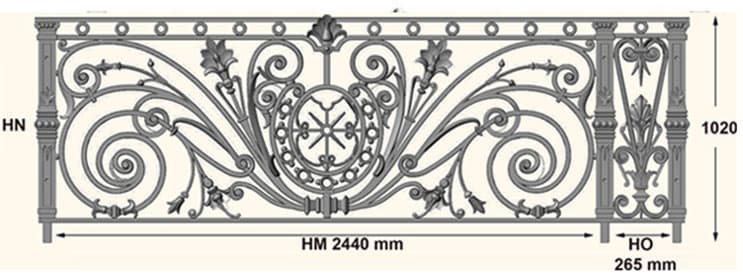 Balustrade, ornate cast iron railing