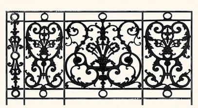Balustrade, ornate cast iron railing