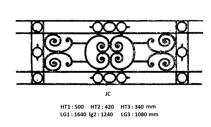Balcony grille, cast iron guardrail — ref JC