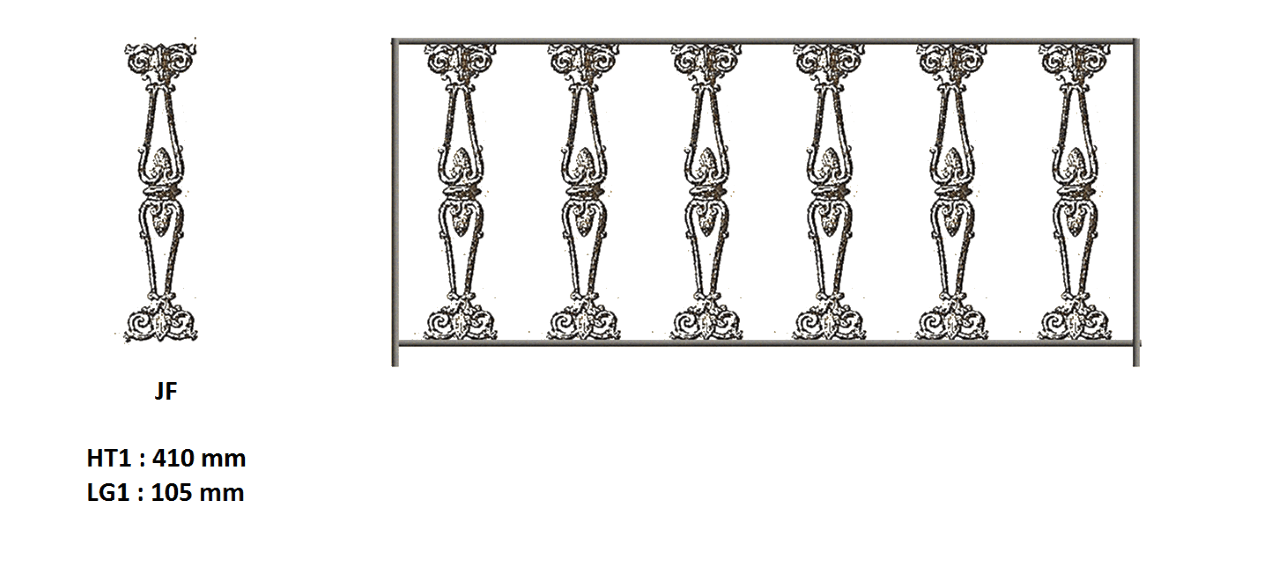 Balcony grille, cast iron guardrail — ref JF
