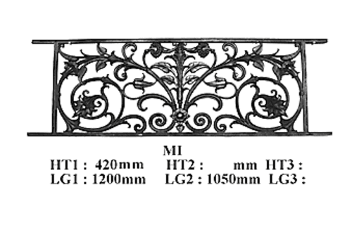Balcony grille, cast iron guardrail — ref MI
