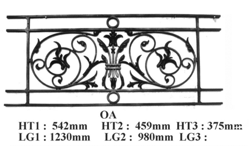 Balcony grille, cast iron guardrail — ref OA