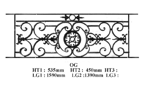 Balcony grille, cast iron guardrail — ref OG