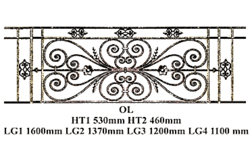 Balcony grille, cast iron guardrail — ref OL