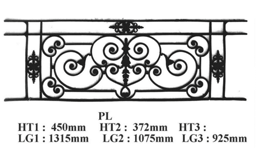 Balcony grille, cast iron guardrail — ref PL