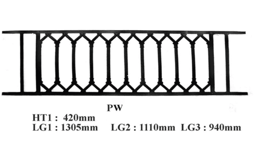 Balcony grille, cast iron guardrail — ref PW
