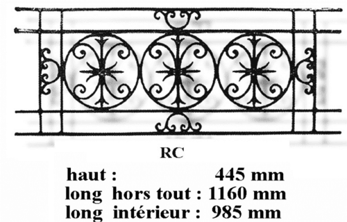 Balcony grille, cast iron guardrail — ref RC