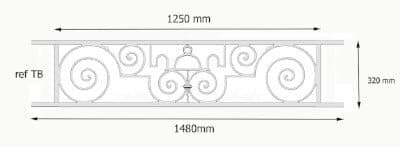 Balcony grille, cast iron guardrail — ref TB