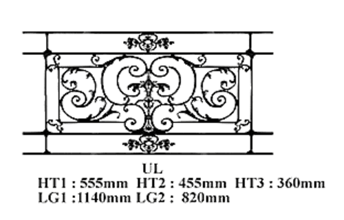 Balcony grille, cast iron guardrail — ref UL