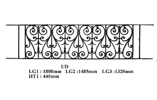 Balcony grille, cast iron guardrail — ref UD
