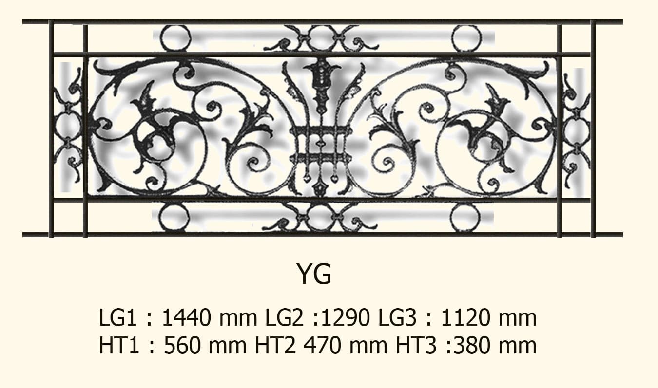 Balcony grille, cast iron guardrail — ref YG