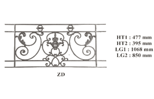 Balcony grille, cast iron guardrail — ref ZD