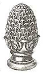 Stair ball - Round base pine cone