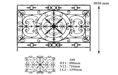  balustrade, body-guard, baluster, railing, cast iron and wrought iron_BIRDIE-OD