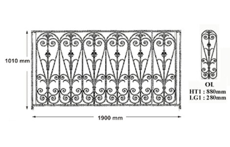  balustrade, body-guard, baluster, railing, cast iron and wrought iron_BIRDIE-OL