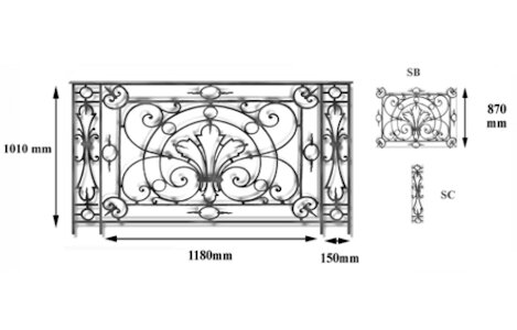  balustrade, body-guard, baluster, railing, cast iron and wrought iron_BIRDIE-SB-SC