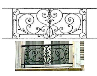 railing, body-guard, balcony grill, cross balconie, cast iron and wrought iron_Birdie_OZ