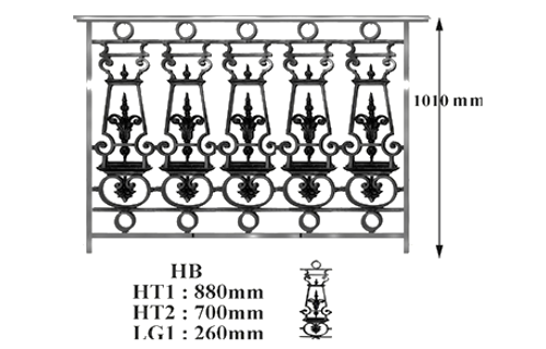 BALUSTRADE BALUSTRE RAMBARDE FONTE FER FORGÉ LOISELET - HB